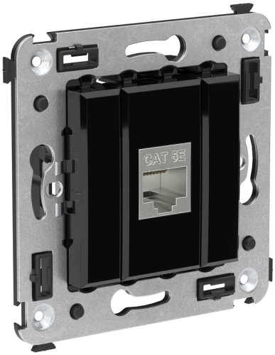 Розетка компьютерная экранированная без рамки DKC Avanti 1-м. RJ45 5е черный квадрат картинка